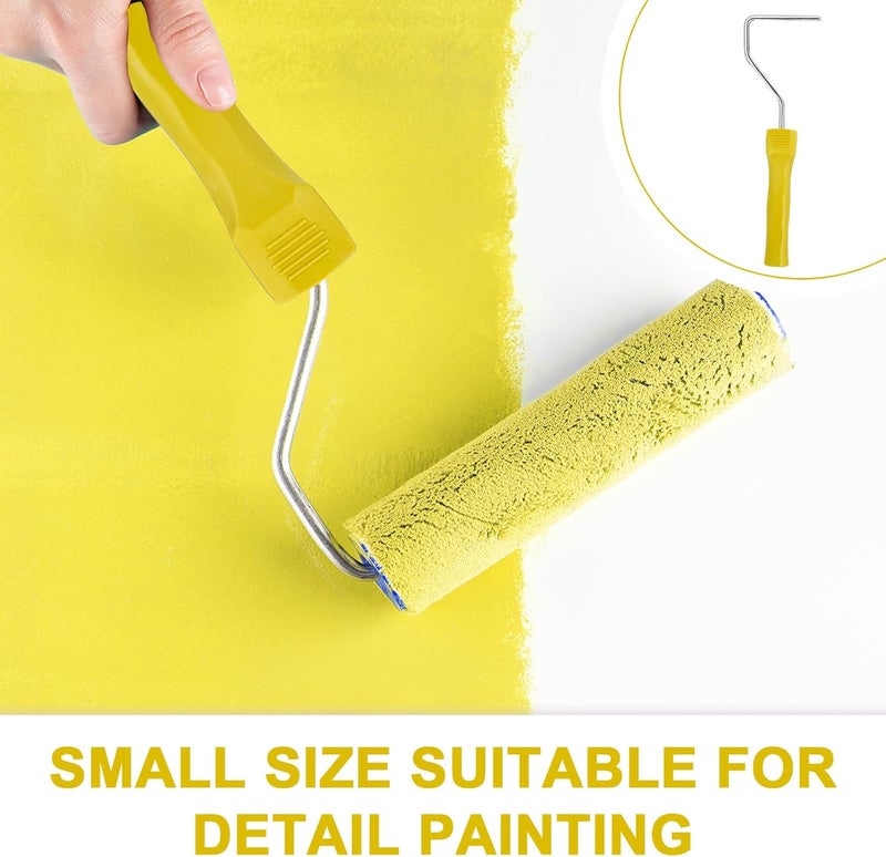 Tolare 4 Inch Paint Roller Frame, Paint Roller Handle with Plastic Threaded Grip Handle, Roller Frame Fits for 4" Mini Roller, Mini Roller Frame Can Use for Extension Pole - Yellow, Pack of 15 - Image 4